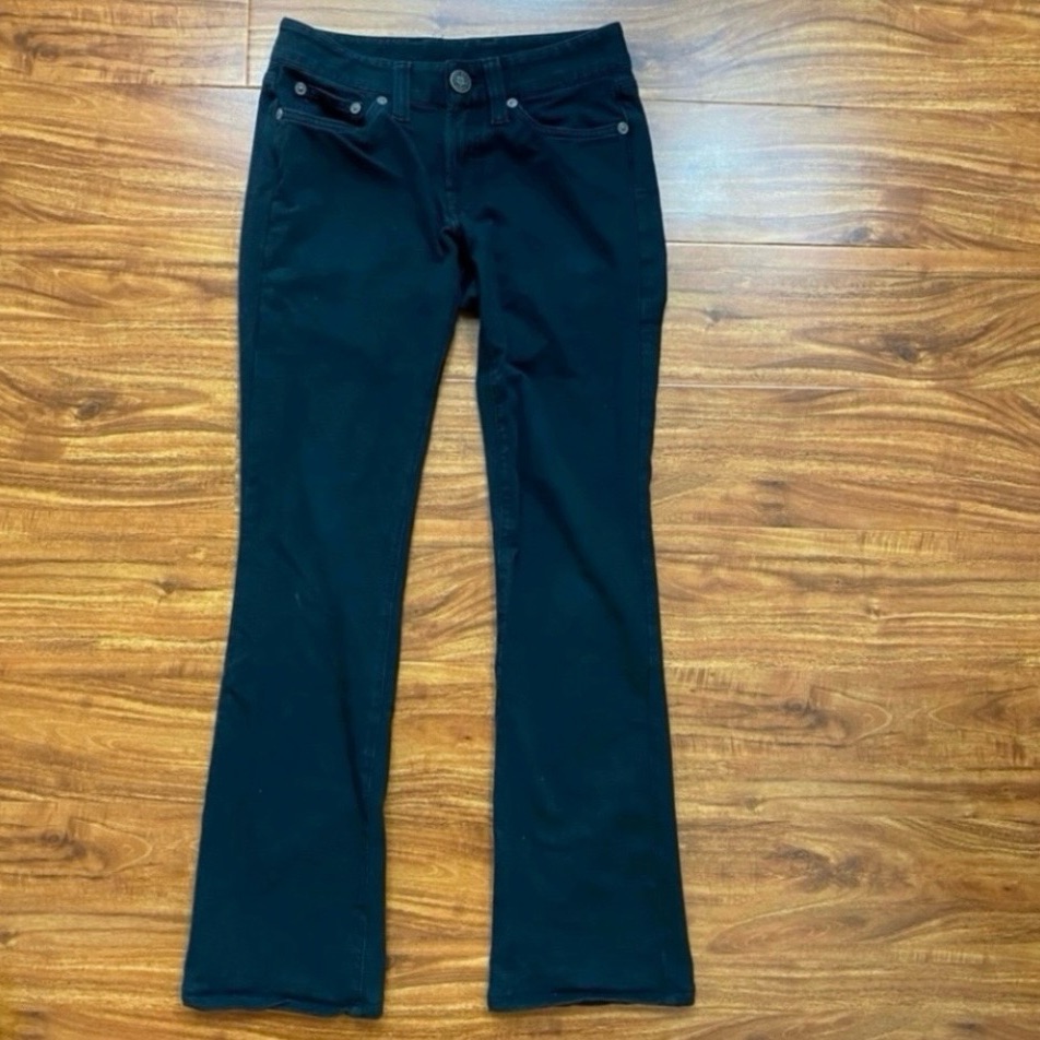 Vintage Y2k Lucky Brand Lowrise Faded Black Ponte Stretch Bootcut Pants Size 26p